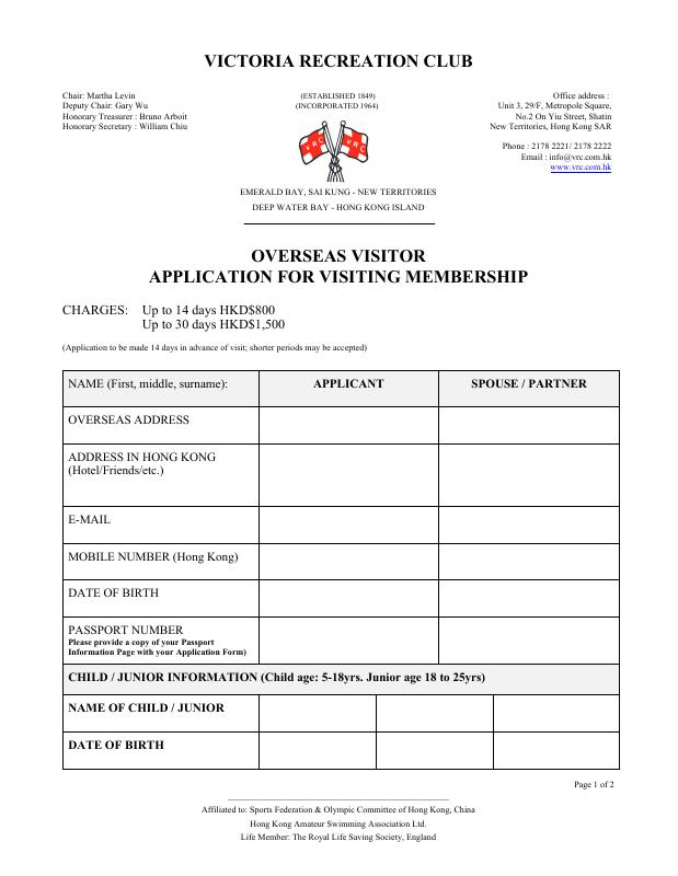 Non-Resident Application Form