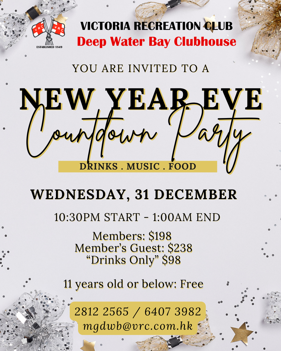 Victoria Recreation Club New Year Eve Countdown Party 2026